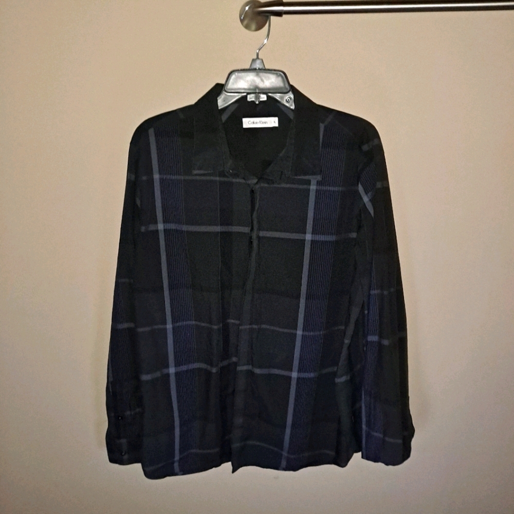 🏷 Men's VTG Calvin Klein Dress Shirt Size XL